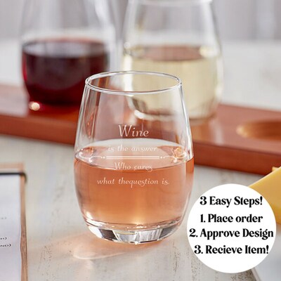 Wine Taster Glasses - Set of 4 - 6oz - Customizable, Laser Engraved, Etched, Personalized - image1